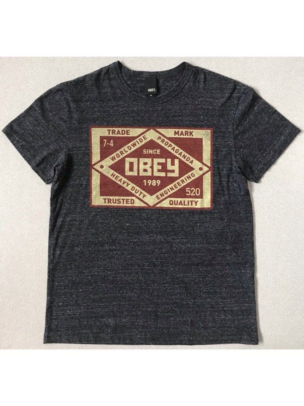 Obey Propaganda Shirt Mens Gray Short Sleeve Big Graphic Logo Cotton Medium M